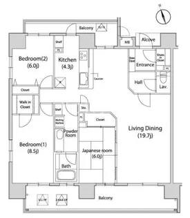 グレイスコート浅草【8階】の間取り
