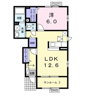 カンパーヌII【1階】の間取り