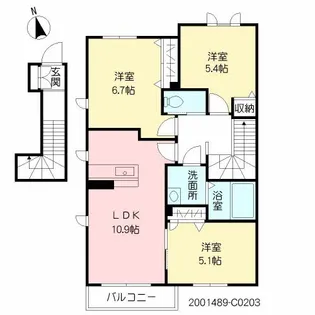 F・フラッツ鳥栖 F棟【2階】の間取り