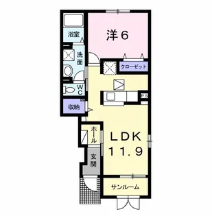 シュガーローズA館【1階】の間取り