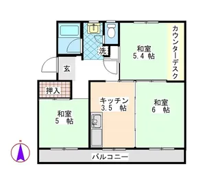 松戸タイムズ2号棟【2階】の間取り