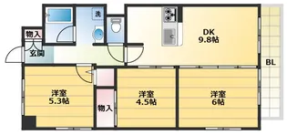 サンプラザ本山南【6階】の間取り