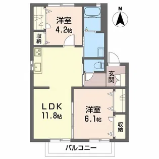 ディアス北井門 A棟【2階】の間取り