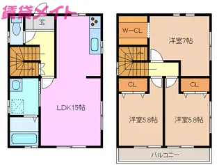 三重県四日市市山手町【一戸建】の間取り