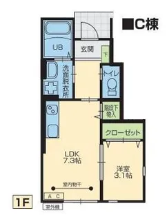ワンリッチ金ヶ崎C【1階】の間取り