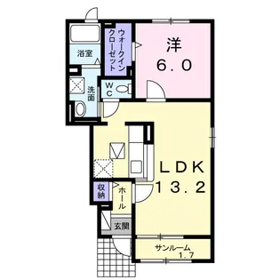 秋田県大仙市大曲飯田町【アパート】の間取り