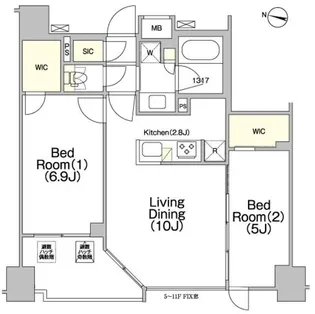 ジオエント赤羽【9階】の間取り
