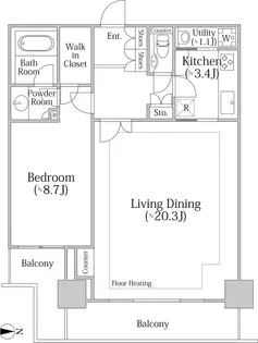 河田町ガーデン クラブフロア【33階】の間取り
