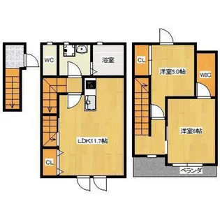 グランフルール庭瀬 B【2階】の間取り
