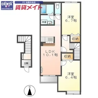 シャルマンハイツC【2階】の間取り