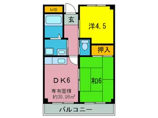 天美センタ-フラット【4階】の間取り