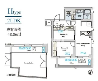 Brillia ist 洗足池の杜【1階】の間取り