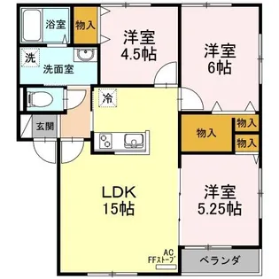 アベニューおおまち【1階】の間取り