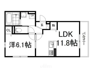 ラフィーネ木幡【1階】の間取り