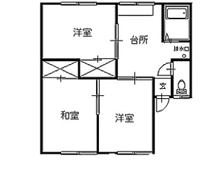 山秀ハイツB【2階】の間取り