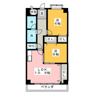 バンベール野並【3階】の間取り