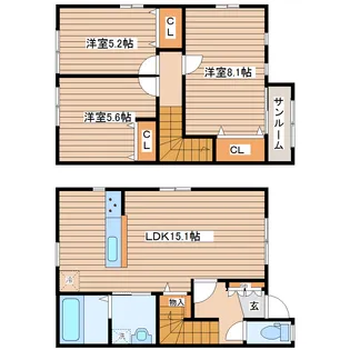 宮城県仙台市太白区二ツ沢【一戸建】の間取り