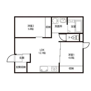 コートハウス錦町【1階】の間取り