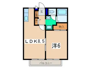 ウエストハイツD【2階】の間取り