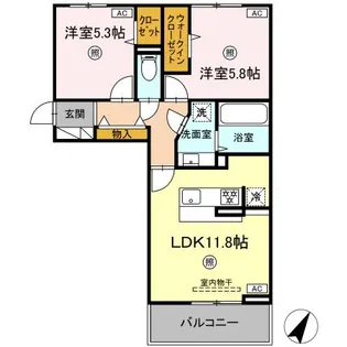 カーサフェリーチェ(清水新地)【2階】の間取り