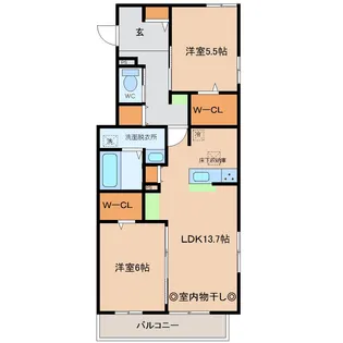 カーサアチェロ【1階】の間取り