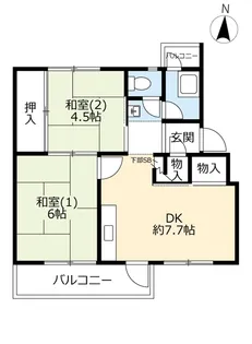 UR香里【4階】の間取り