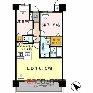 ロイヤルパークス豊洲【6階】の間取り