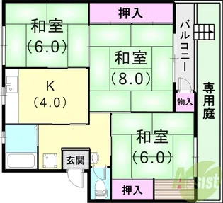 渦が森コーポ19号館【1階】の間取り