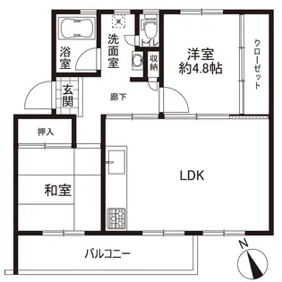 港南台めじろ団地16号棟【5階】の間取り