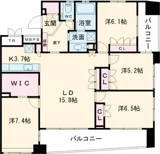 ライオンズ北千住マークレジデンス【14階】の間取り