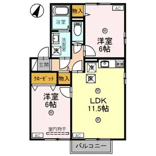 グレイスフルスクエア D【1階】の間取り