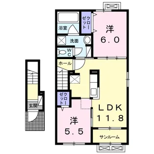 メゾン・シュシュII【2階】の間取り