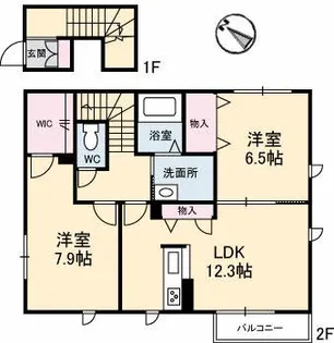 エヌ・グランデ倉吉D棟【2階】の間取り
