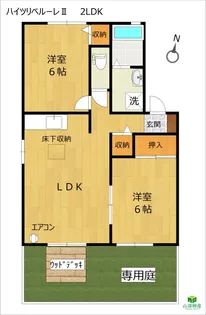 ハイツリベルーレII「2LDK」【1階】の間取り