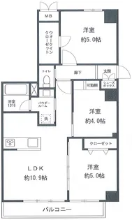 高田馬場シティハイツ 家族可 フルリノベ 事務所可 駐輪空有【5階】の間取り
