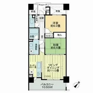 ライオンズプラザ本八幡【11階】の間取り