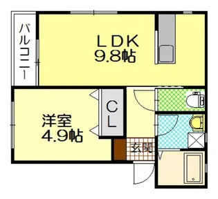 ハイツエイティエイト【1階】の間取り