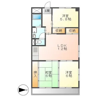 第5グランドハイツ服部【4階】の間取り