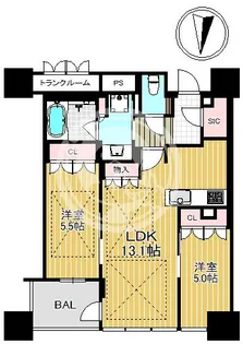プレミストタワー靭本町【22階】の間取り