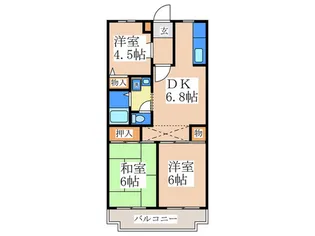 グリ-ンパ-ク田園13号【1階】の間取り