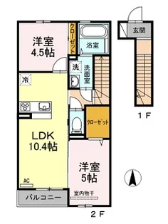 広島県広島市安佐北区口田南2【アパート】の間取り