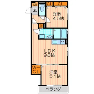 クリエオーレ桜園II【1階】の間取り