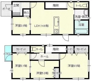宮城県仙台市宮城野区福住町【一戸建】の間取り
