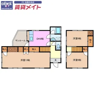 三重県松阪市櫛田町【一戸建】の間取り
