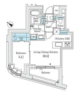 東京都渋谷区東3【マンション】の間取り