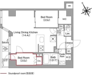 コンフォリア・リヴ平井MUTIO【5階】の間取り