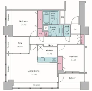 レジディアタワー上池袋(タワー棟)【13階】の間取り