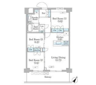 NIIYA平和台【3階】の間取り
