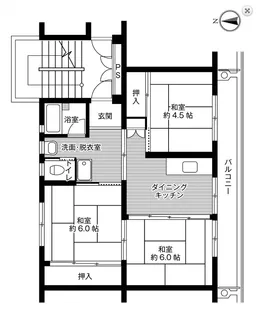 ビレッジハウス北上第二【4階】の間取り