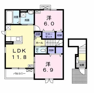 フルールデスポワール【2階】の間取り